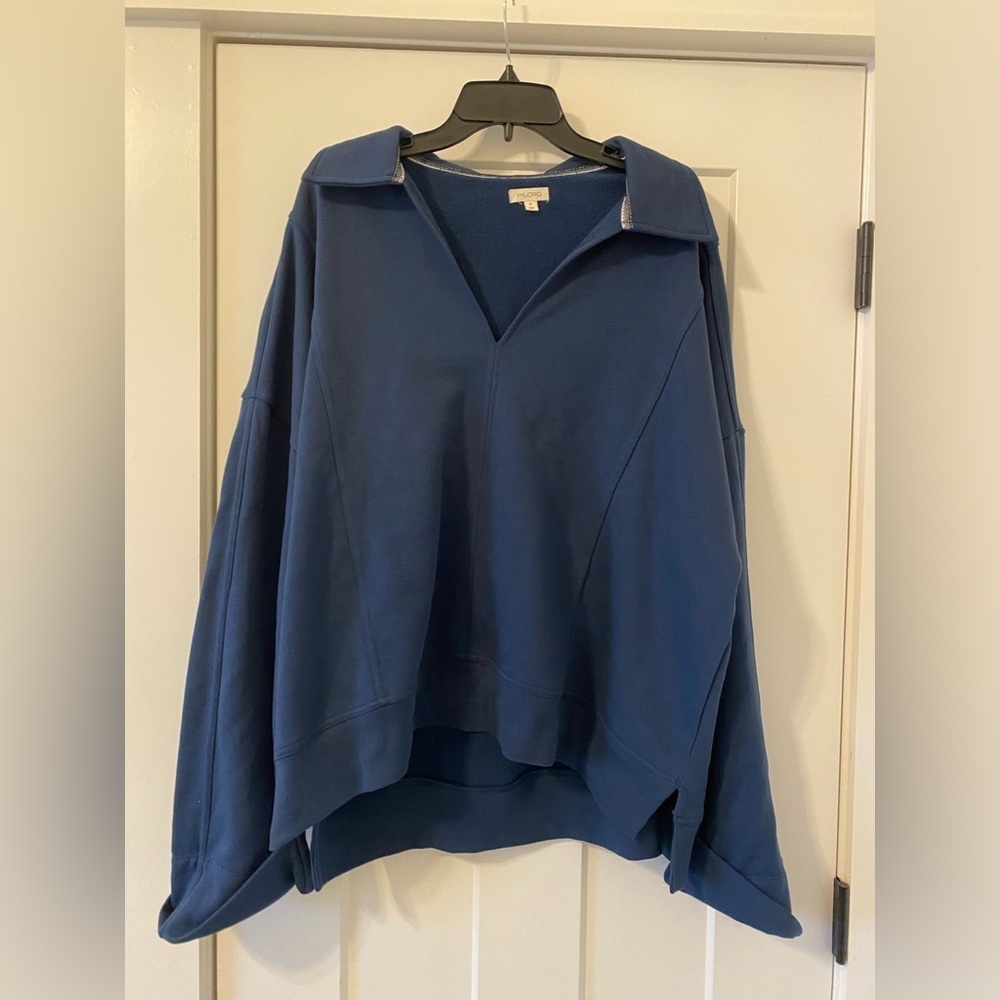 Anthropologie Pilcro Collared Sweatshirt Navy